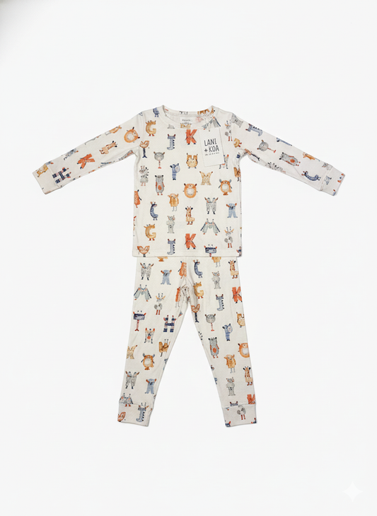 CloudSoft Bamboo Two-Piece Long Sleeved Pajama Set – Monster Crew