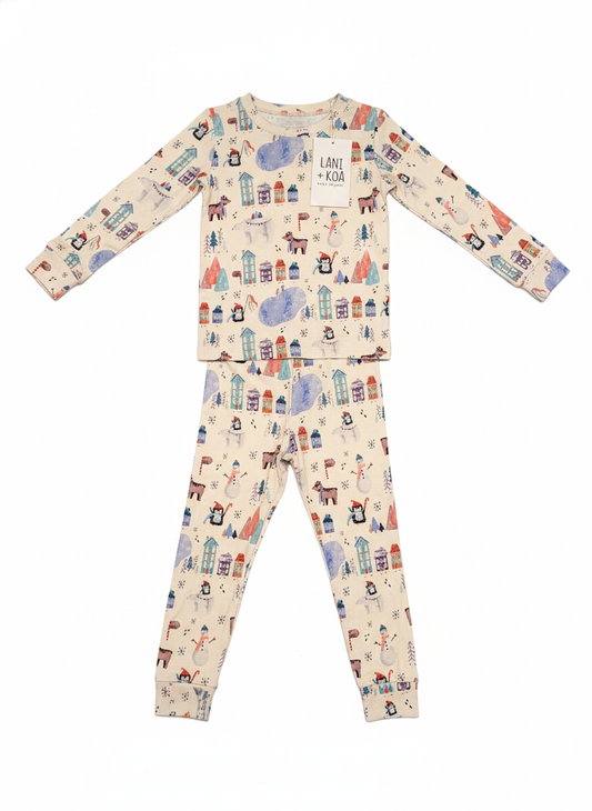 CloudSoft Bamboo Two-Piece Long Sleeved Pajama Set – Winter Village