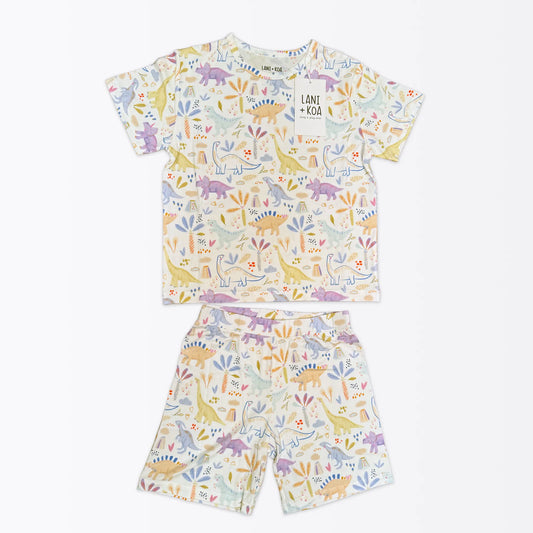 CloudSoft Bamboo Short Sleeve PJ Set – Dino Jamboree