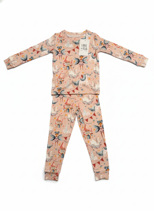 CloudSoft Bamboo Two-Piece Long Sleeved Pajama Set – Fairy Castle