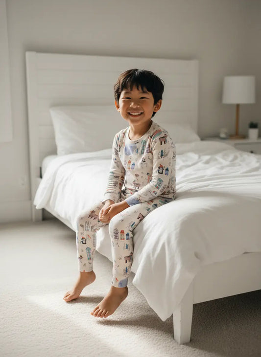 CloudSoft Bamboo Two-Piece Long Sleeved Pajama Set – Winter Village
