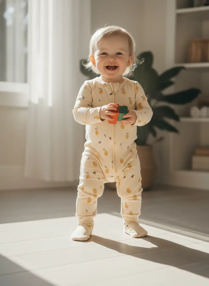 CloudSoft Bamboo Romper – Lemon Grove