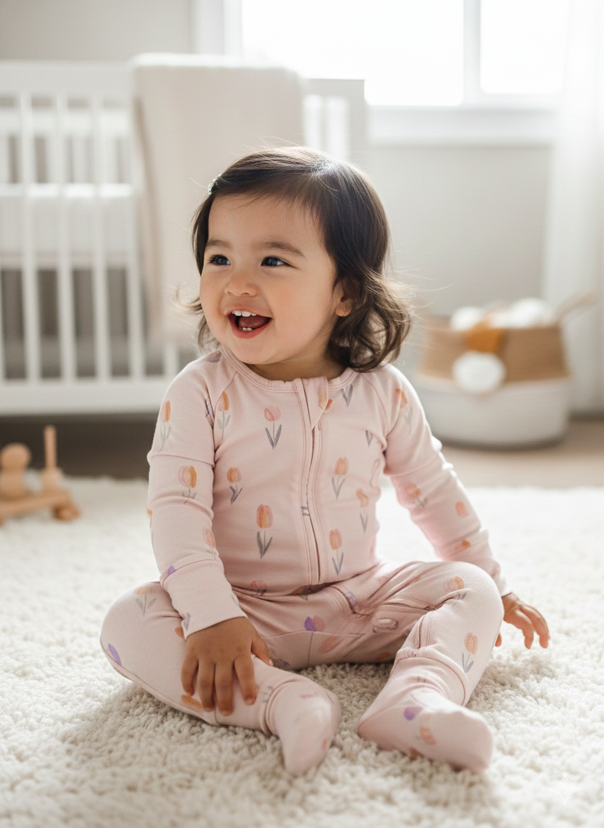 CloudSoft Bamboo Romper – Tulip Meadow