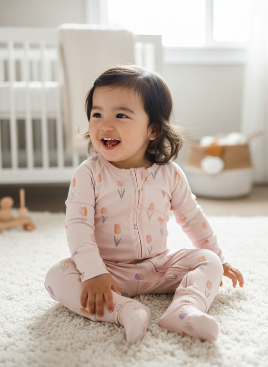 CloudSoft Bamboo Romper – Tulip Meadow