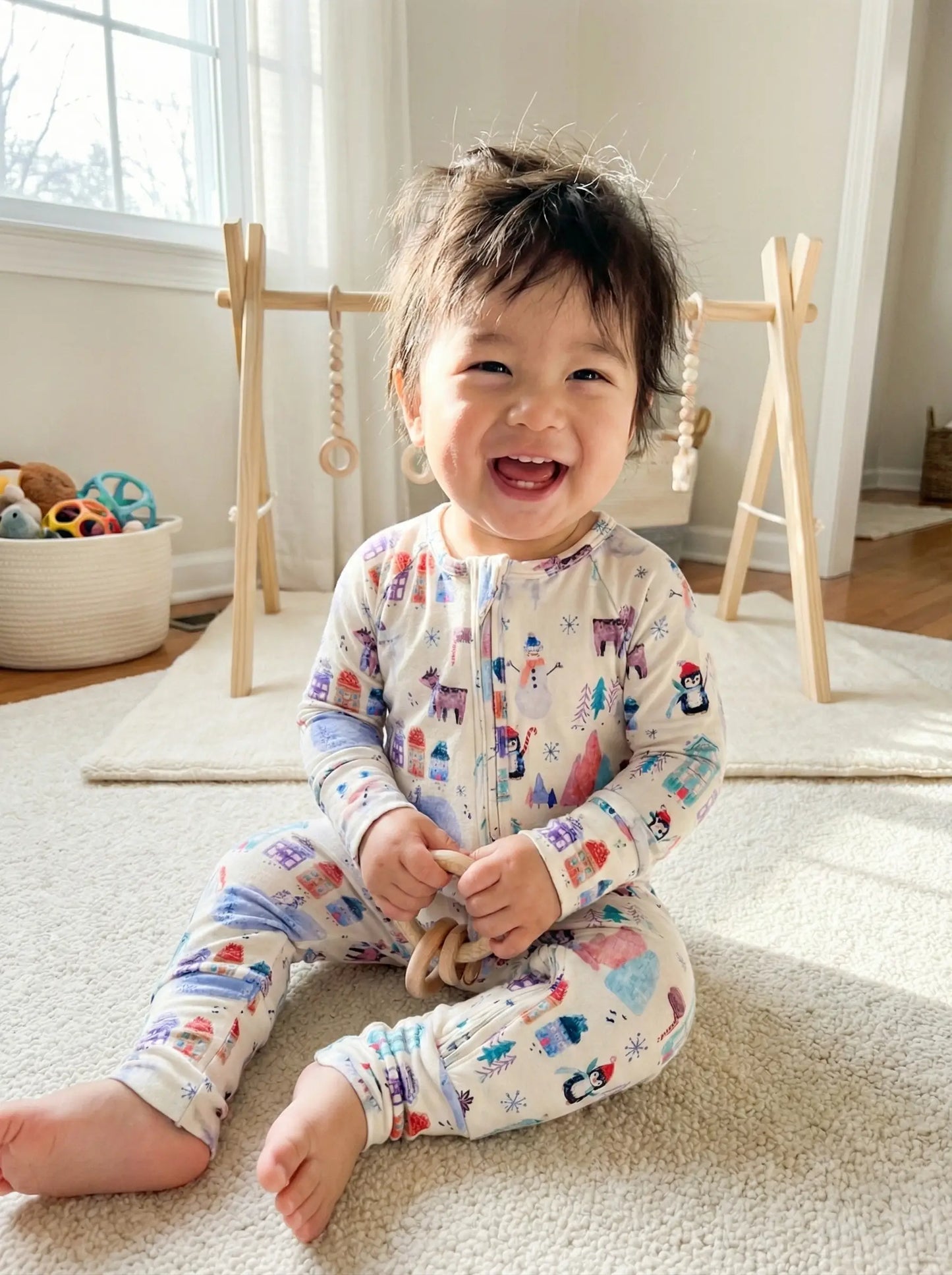 CloudSoft Bamboo Romper – Winter Village