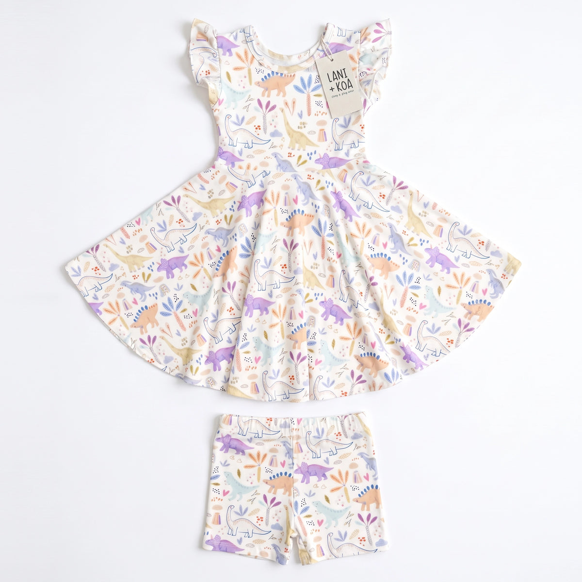 CloudSoft Bamboo Twirl Dress Set – Dino Jamboree