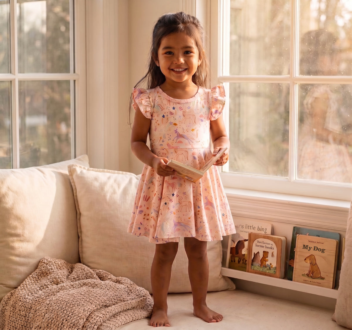 CloudSoft Bamboo Twirl Dress Set – Rainbow Confetti