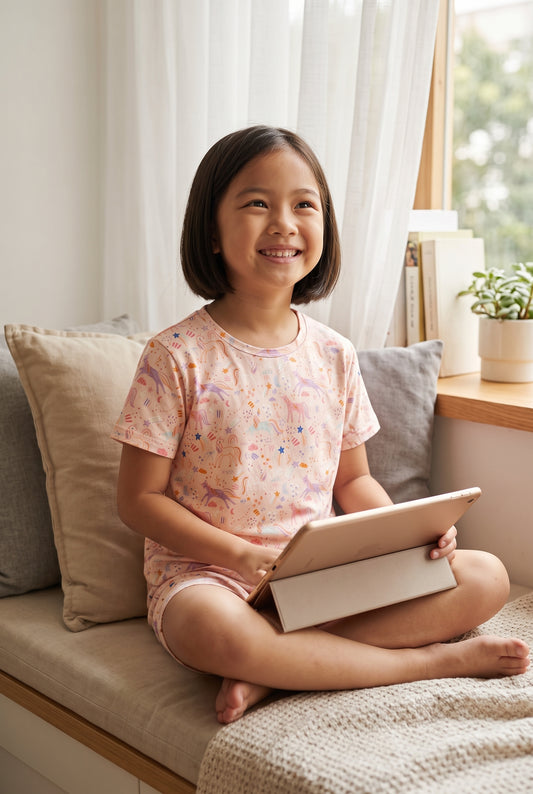 CloudSoft Bamboo Short Sleeve PJ Set – Rainbow Confetti